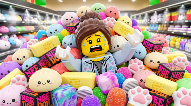 Official Clean the Squishies Roblox artwork showing a player surrounded by colorful squishies